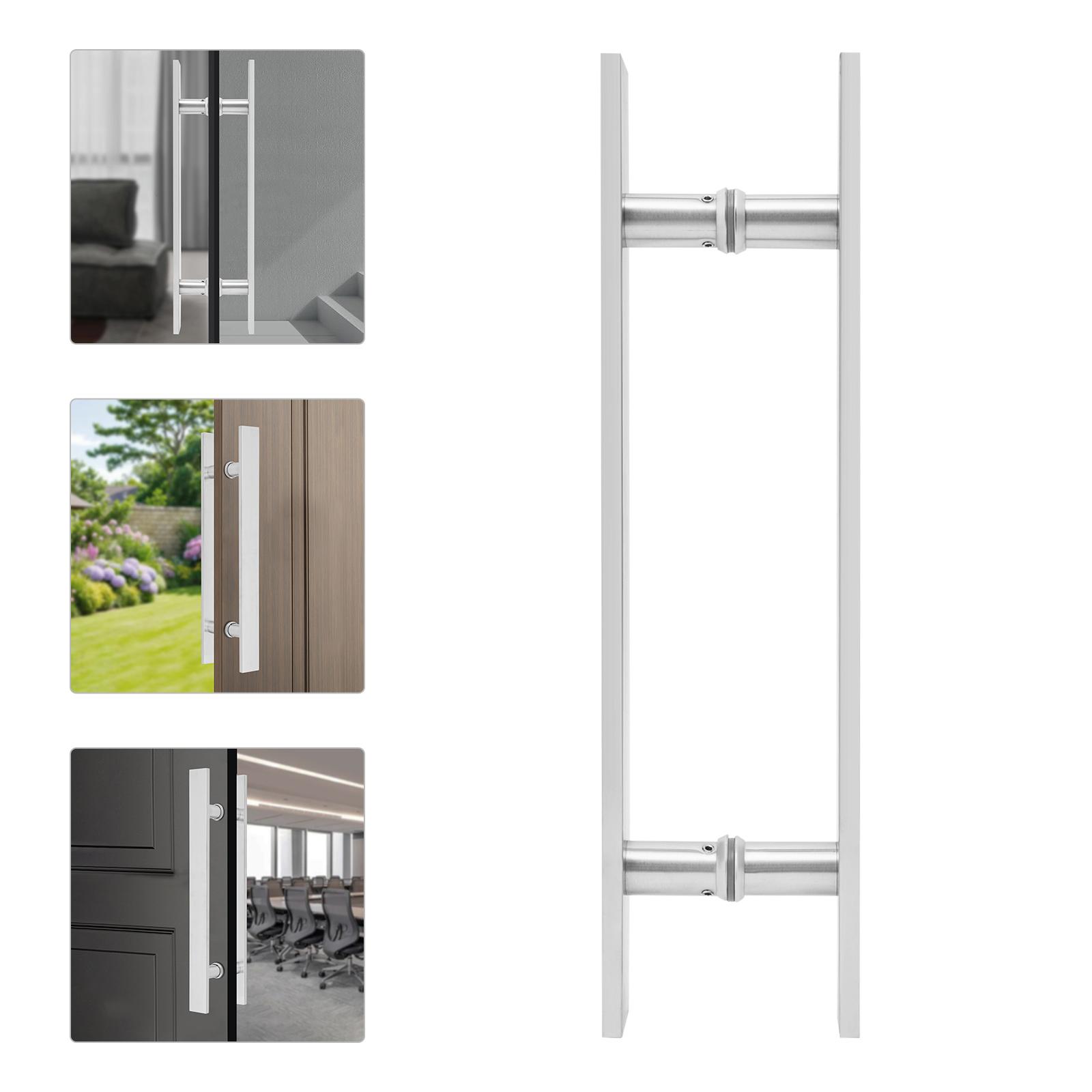 

Silver H Shape Door Pull Handle,17.52*1.6*0.41in Double Sided Stainless Steel Door Handle for Front Door Entrances
