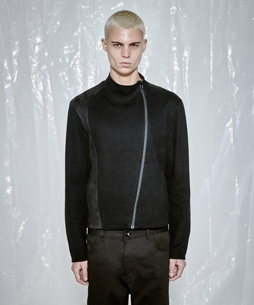 AREUBAN Mix Panel Zip-Up Jersey_Jet Black