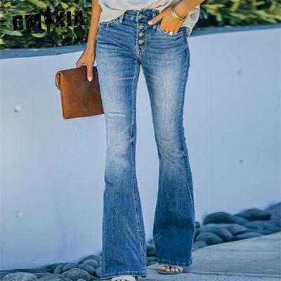 Frühling und Sommer Neue Hosen Schlank und Dünn Mehrknöpfige Micro-Hosen Gewaschene Damen-Jeans