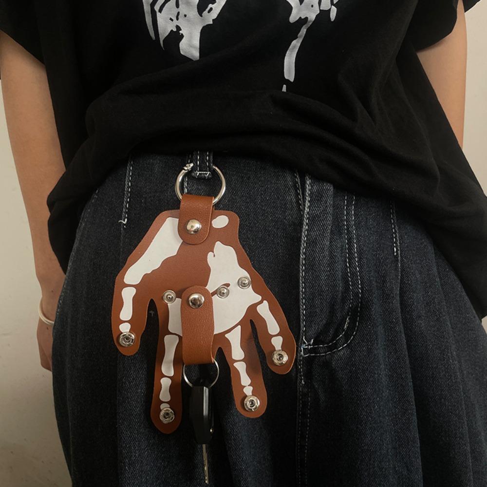 Punk Hand Keychain Holder Five Finger Hand Bone Key Bag Pendant  Hanging Accessory