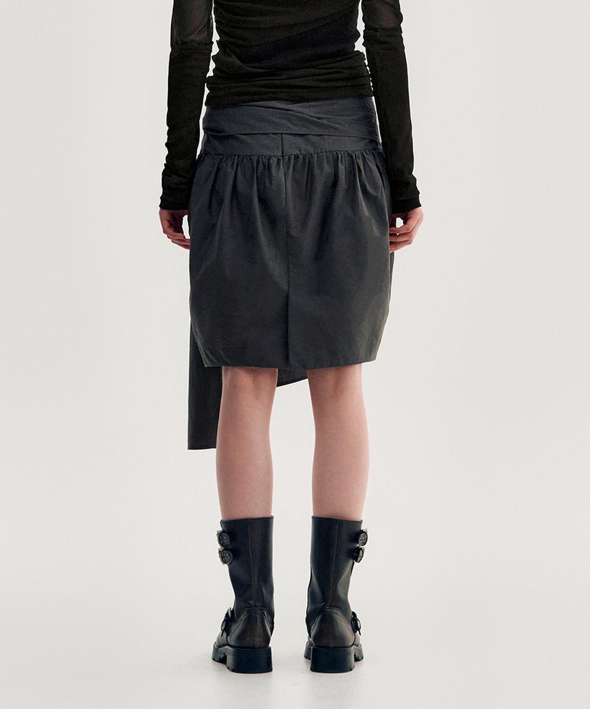 Kimjisu Pleated Tie Volume Skirt _ Gray
