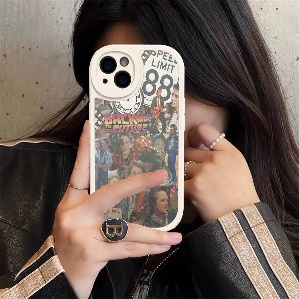 Movie B-Back To The F-Future For IPhone 16 15 14 13 12 11 Pro Max Plus Shockproof Leather Soft Phone Cover