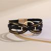 Multilayer Leather Wrap Bracelet Gold Accent Cuff Bangle Elegant Gift for Women Girls