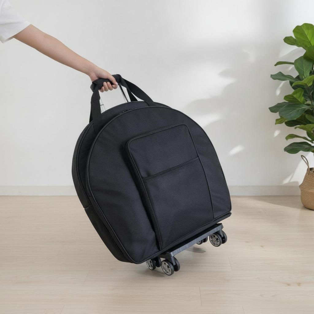 Cymbal Bag with Wheels Padded Drum Hardware Adjustable Straps Rolling Case