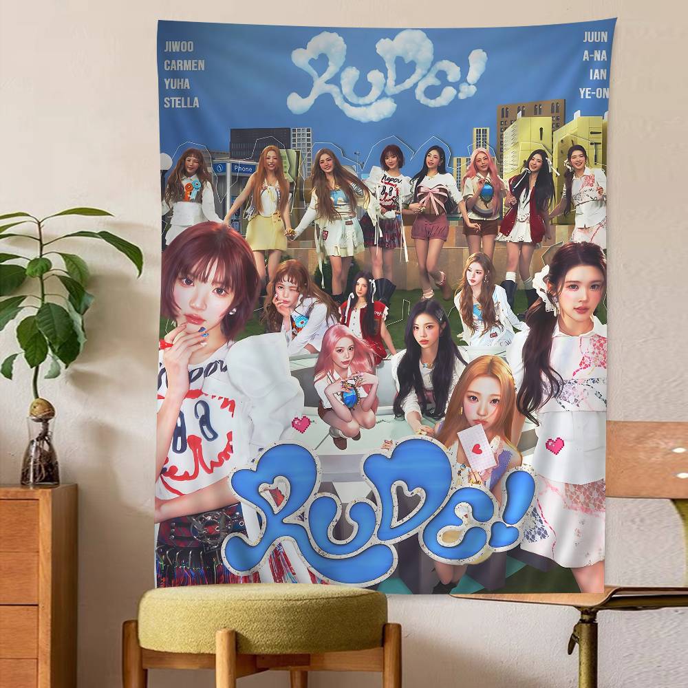 H2H H-heart2heart Kpop Cartoon Tapestry For Living Room Home Dorm Decor INS Home Decor 100X70CM