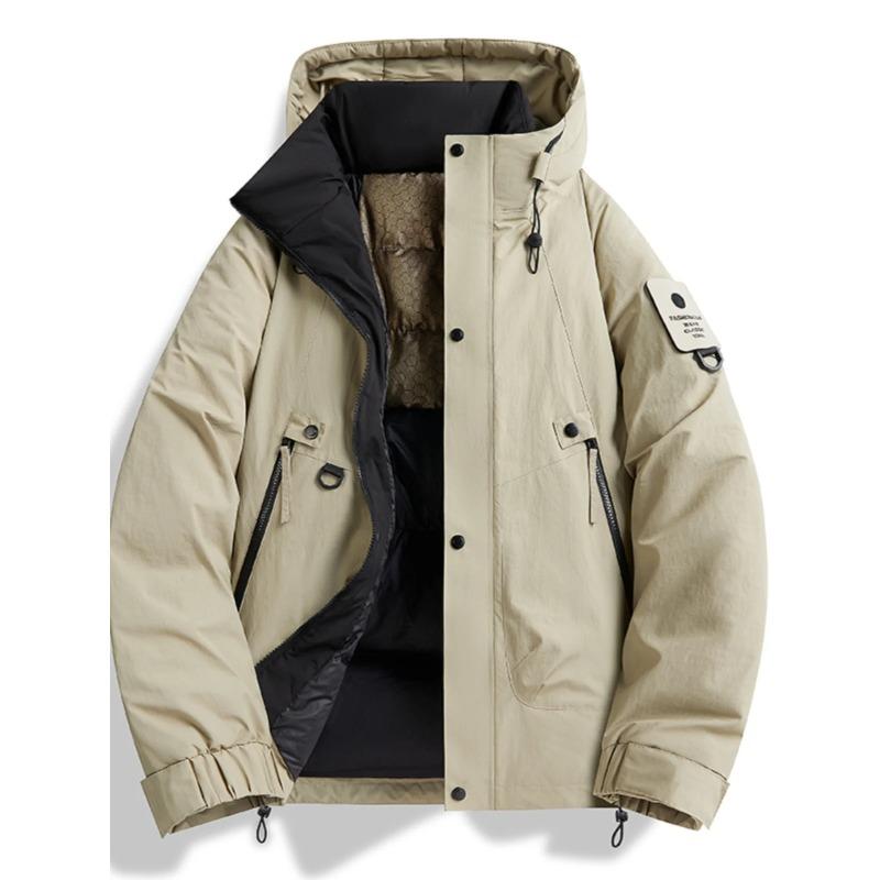 Men's Winter Thiened Cotton Stand Collar Jacket Thick and Loose Down Puffer Bread Sle Coat Warm Urban Casual Long Zipper Coat