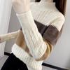 Half Turtleneck Knitwear for Women Loose Thickened Color-blocked Sweater Autumn and Winter Casual Top Pullover Winter Knitted Sweater