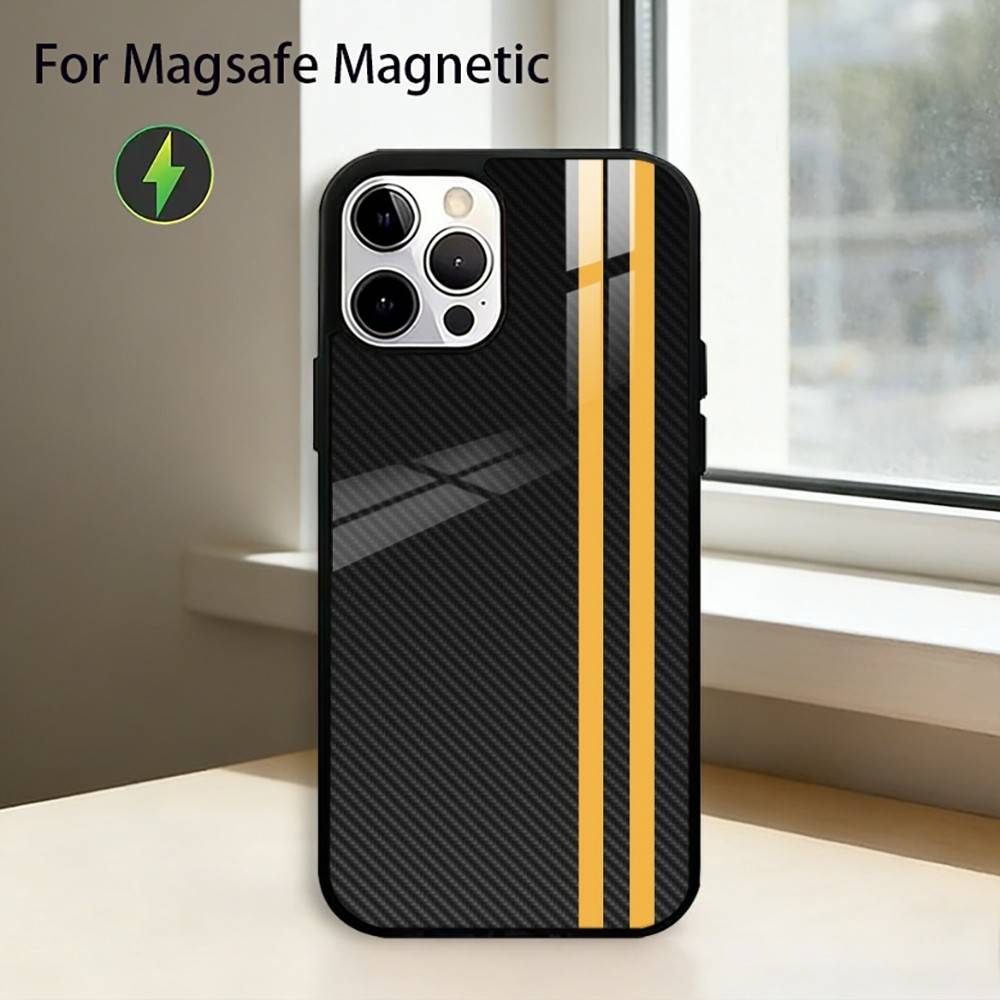 Auto Kohlefaser Handyhülle Für iPhone17,16,15,14,13,12,11 Plus,Pro Magnetisch Für Magsafe Kabelloses Laden