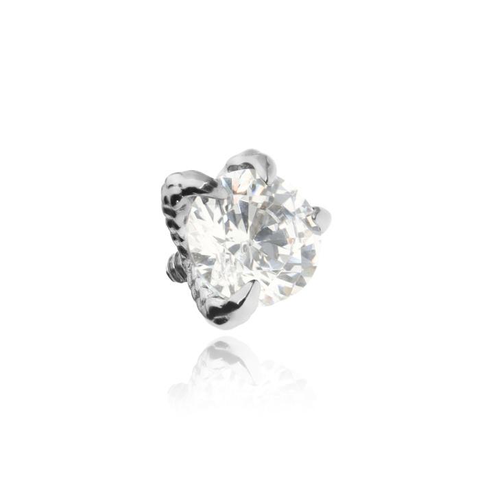 Titanium Cap With White Zircon In Dragon Claws - Silver - Tna-097 1.2/5