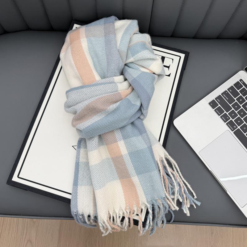New Korean Atmosphere Premium Plaid Scarf Female Autumn and Winter Student Couple Warm Scarf Male