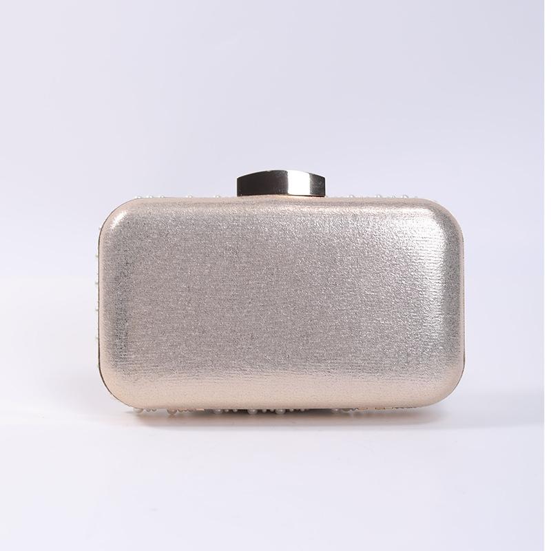 Ladies Pearl Elegant Evening Bag Able Stylish Beading Wedding Dinner Party Banquet Dress Clutch Bag with Long Chain Purse