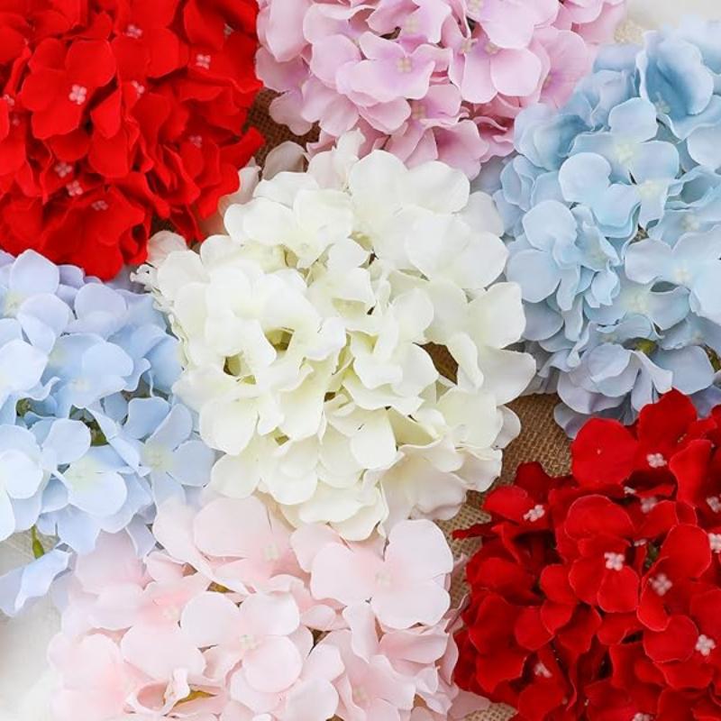10 PCS Faux Silk Hydrangeas Flowers Heads with Stems Hydrangea Artificial Flowers Real Touch for Home Wedding Party Table Decor