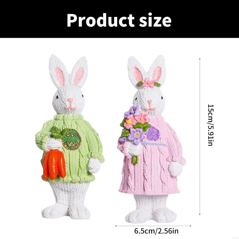 62KD Resin Spring Rabbit Beautiful Desk Animal Model Safe Toy Gift for Kids