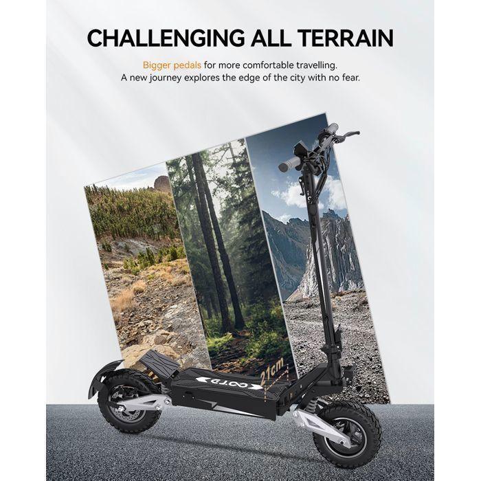 OOTD T10 - Scooter Électrique - Roues De 11 Pouces, Moteur De 900 W - Batterie De 13,5 Ah - Autonomie De 45 Km.