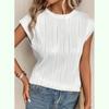 Women's Fashion Tops Round Neck Ultra Short Sleeve Solid Color Summer T-Shirt