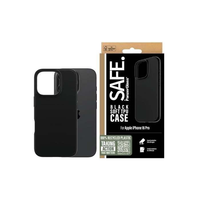 Coque Souple TPU - Panzer Glass SAFE95901 - Noir - Compatible iPhone 16 Pro - Protection Anti-Choc