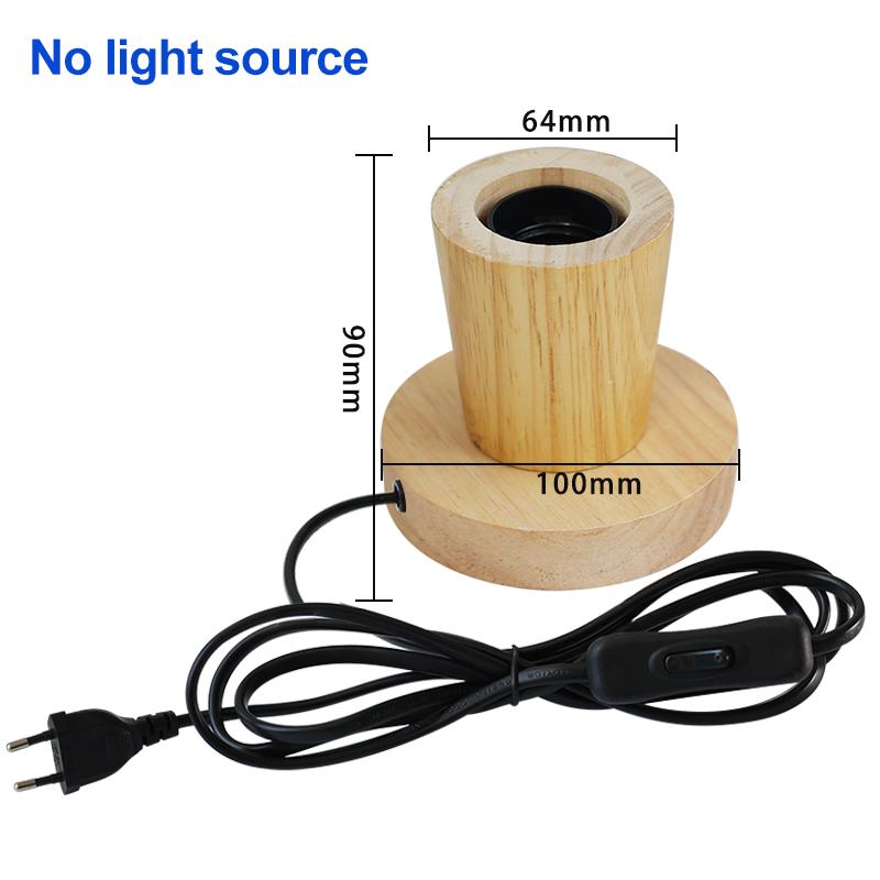 Retro Vintage Wood Table Lamp E27 Socket Wooden Desk Lamp Base Holder EU Plug Bedside Lamp 220V 110V Home Decor Table Light