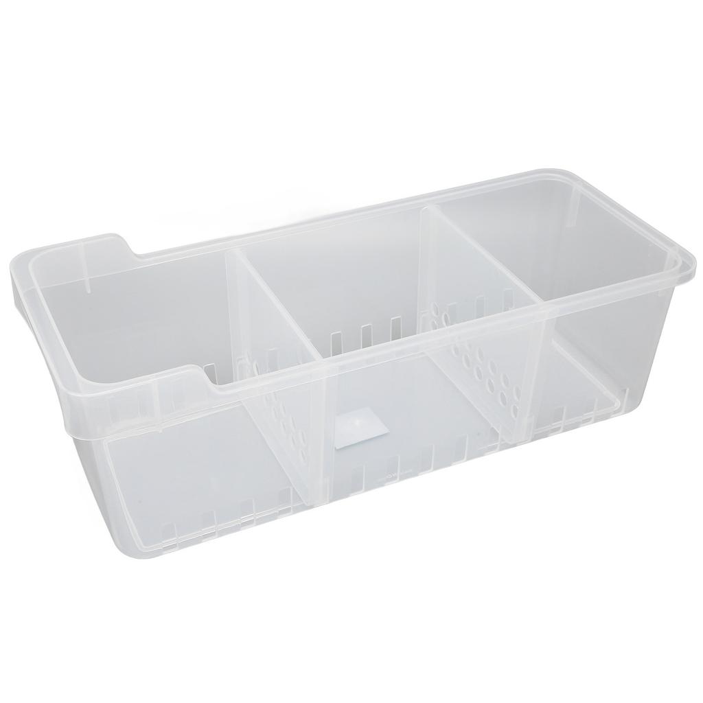 Refrigerator Organizer Bin Clear Storage Bin with 2 Divided Compartments for Kitchen Cabinet OfficeS: 40x16x14.1cm