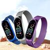 Waterproof Magnetic LED Digital Sports Watch for Students with Alloy Bracelet - Children's Gift