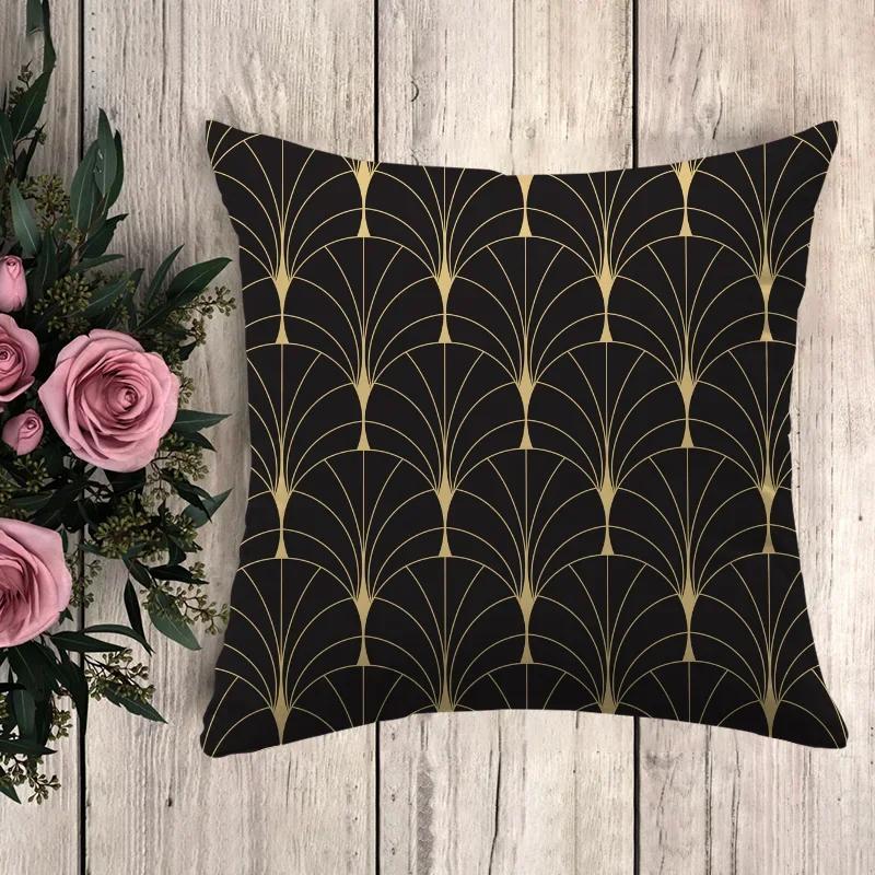 Anime Polštář Černá Zlatá Tisk Dekorační Povlaky na Polštáře Povlak na Polštář Polštáře na Pohovku Potah na Polštář x Dekorační Polštáře