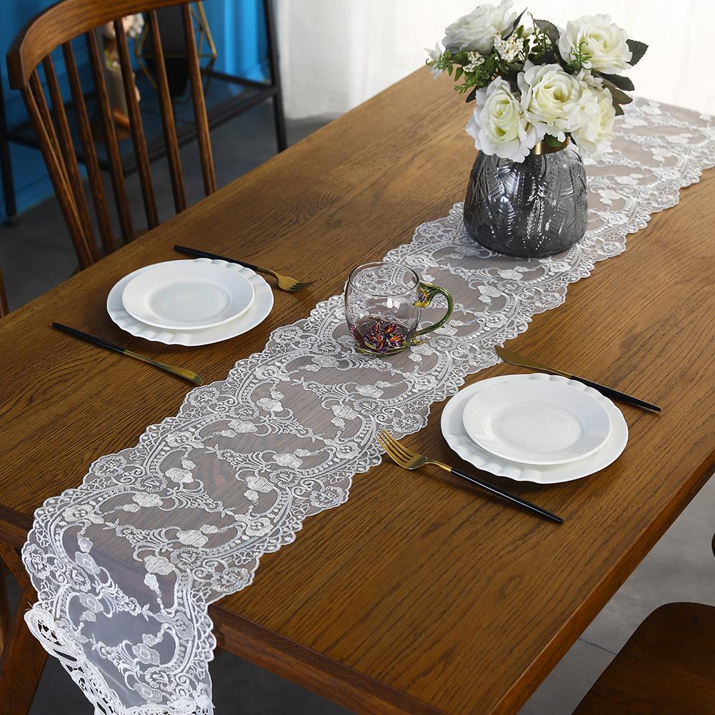 Embroidered Lace Table with Plant Patterns for Cabinet Decoration
