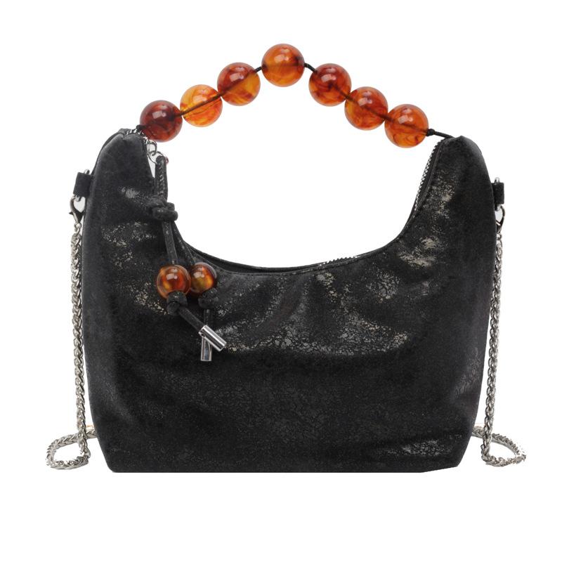Beaded handbag women's bag new chain messenger bag stylish and simple texture portable shoulder bag