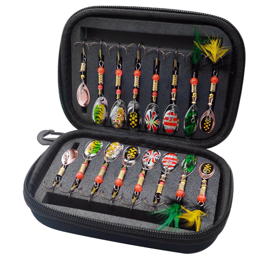 Hot 16Piece Set of Lure Bait, Rotating Composite Sequin Fishing Gear Bag, Metal Sequin Fake Bait