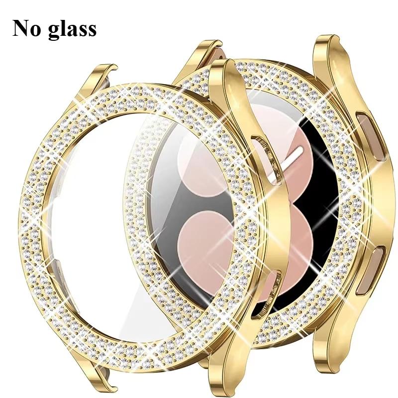 Samsung Galaxy Watch 7 6 5 4 için Pırıltılı Elmas Kılıf PC Koruyucu Kılıf 40mm 44mm Ekran Koruyucu tampon Şeffaf Kapak