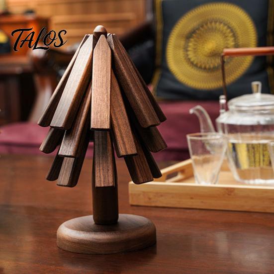 Wooden Tripod Coaster Set Trivets for Hot Dishes 3/4Pcs Tree Shape Coasters Practical Kitchen Accessory with Stand Table Decor Accessories Rustic