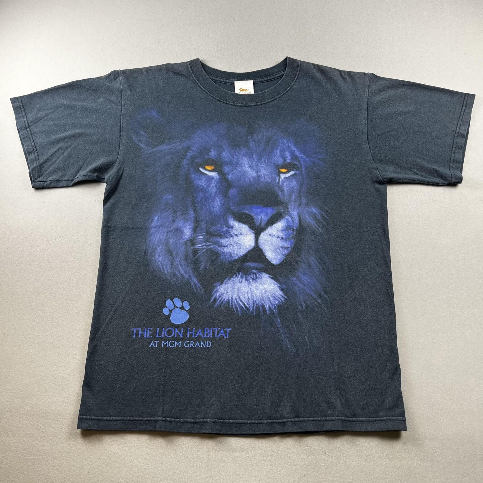 Vintage The Lion Habitat Shirt Mens Medium Black MGM Grand Las Vegas Casino 90s S