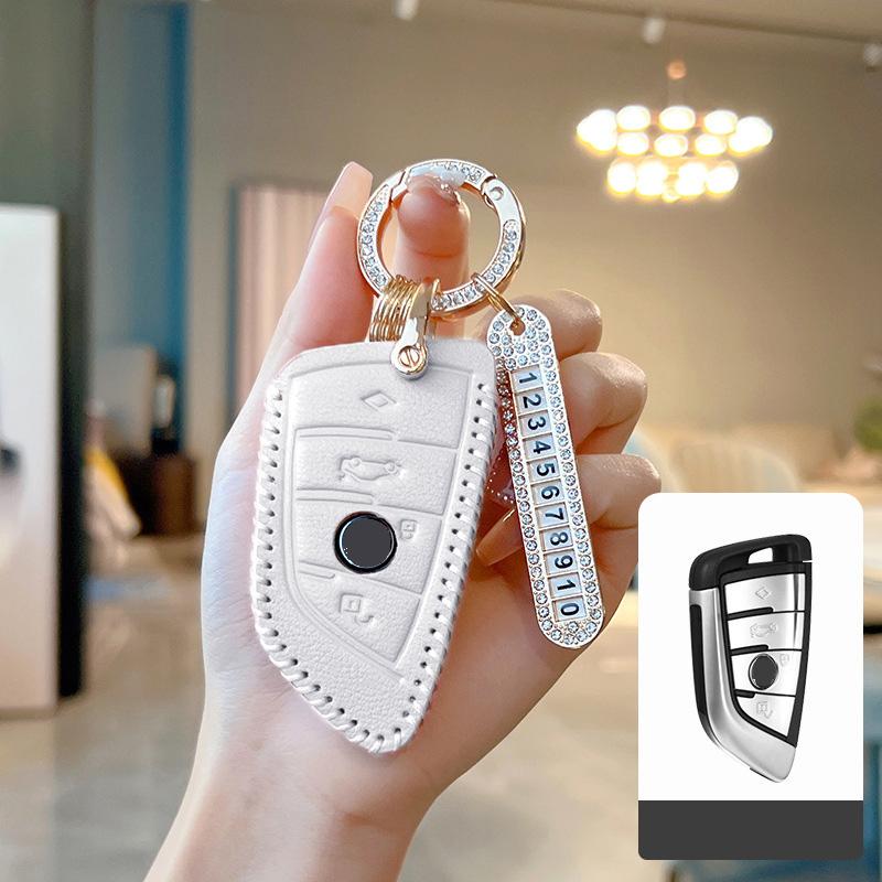Genuine Leather Pink Car Key Case Cover for BMW F30 F31 F32 F34 F20 F21 F07 F10 1 3 5 7 Series X1 X3 G01 X4 G02 X5 F15 F16 M3 M4
