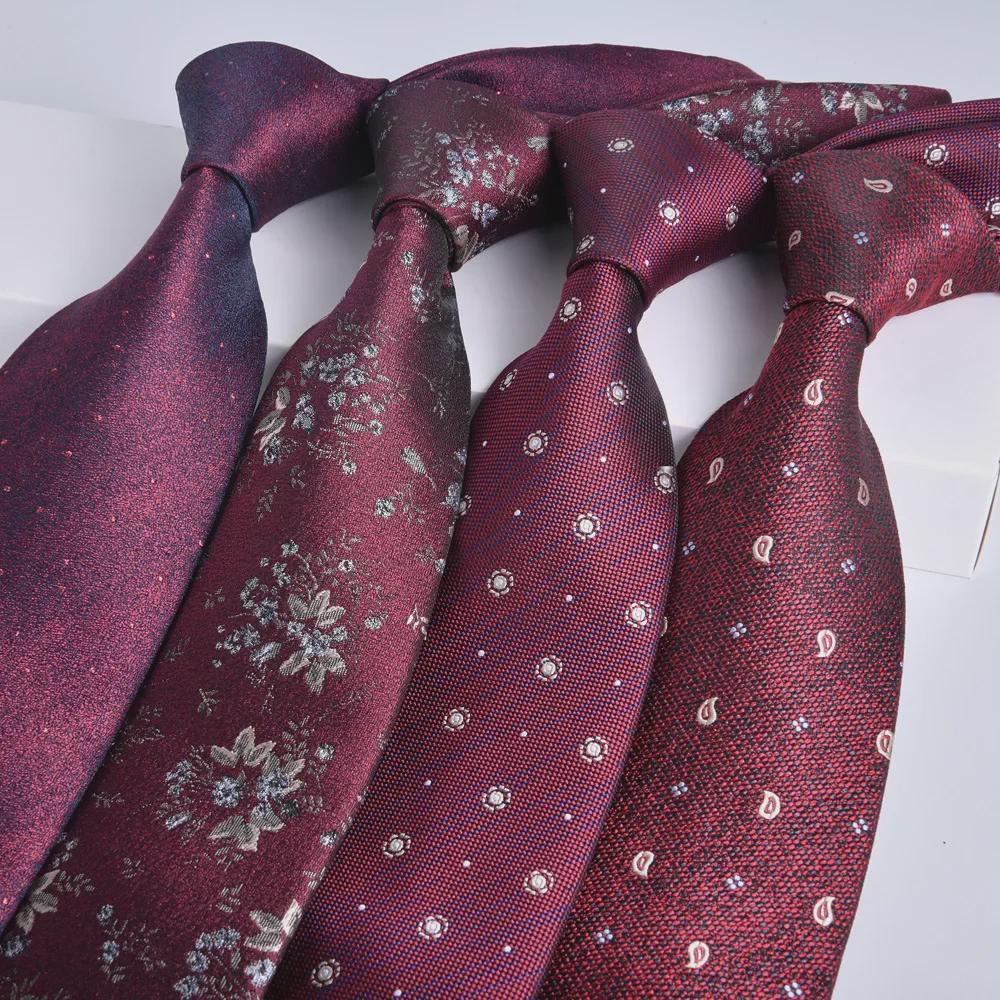 Wine Red Jacquard Tie for Men - Formal Business, Wedding, and Groom 8cm Executive Style