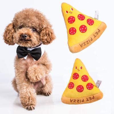 Köpek Çiğneme Oyuncağı Kokusuz Stres Giderici Dahili Sesli Uyarıcı Peluş Pizza Doldurulmuş Hızlı