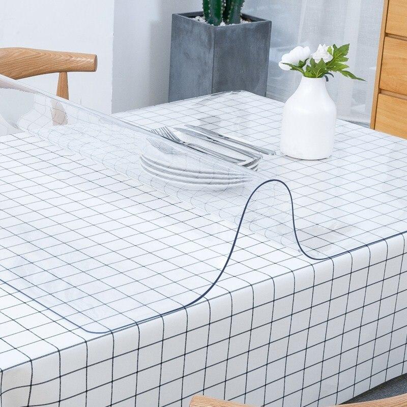Transparent tablecloth waterproof, oil-resistant, scratch-resistant soft glass Silicone tablecloth Rectangular table mat | Layer