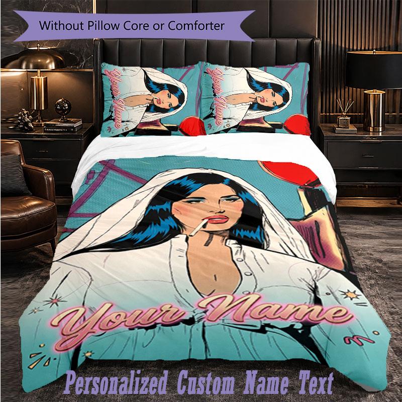 Personalized 3Pcs Bedding SetLana Del Rey Custom Text Duvet Cover Pillowcase Set Bedroom Gift
