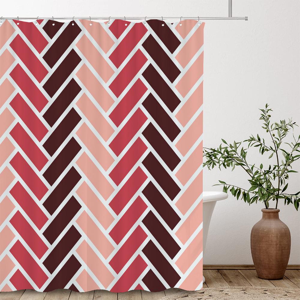 Modern Stripe Geometric Shower Curtains Waterproof Fabric Bath Curtains For Bathroom Bathtub Large Wide Bathing Cover With Hooks