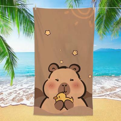 1PC Cute Capybara Beach Towel Cartoon Animal Microfiber Quick Dry Absorbent Soft Towel for Beach Pool Travel Kids Women Summer