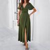 Ladies Summer Long Dress Women Casual Party Dresses Elegant Vintage Maxi Dress For Women Slim V-neck Dress