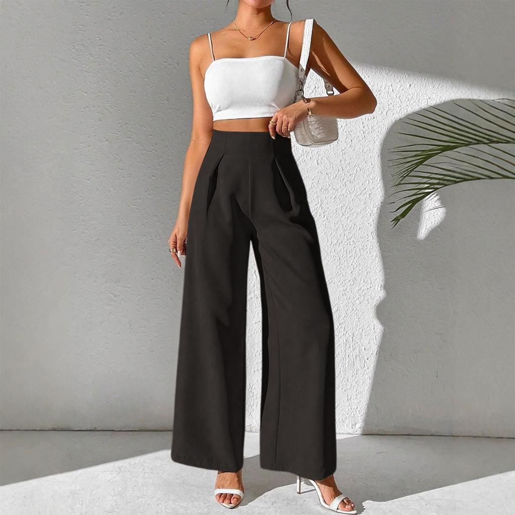 Women's Fashionable Casual Wide Leg Pants And High Waisted Pants