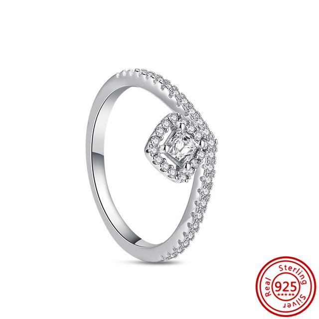 Authentic 100% 925 Sterling Silver Princess Regal Crown Heart Sparkling Zircon Luxury Circle Rings Women Wedding Jewelry