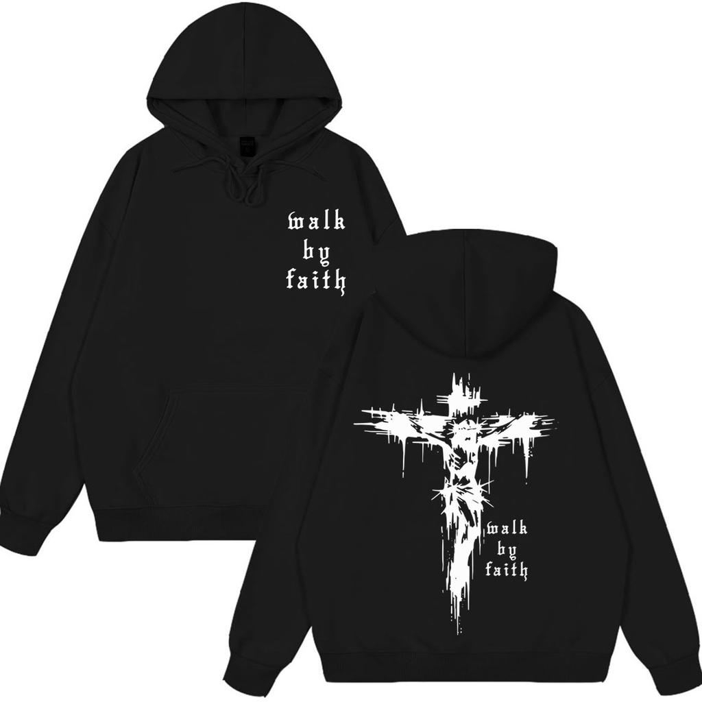 Jesus Christian Print Hoodie Men Women Fashion Hip-Hop Pullover Long Sleeves Loose Casual Oversized Sweatshirt Streetwear Tops