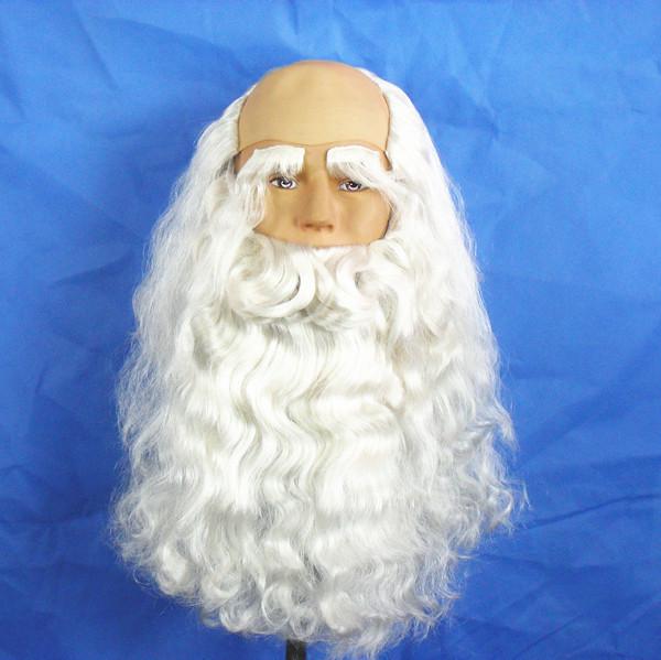 Santa Claus Wig and Beard Set - Holiday Party Costume and Halloween Props