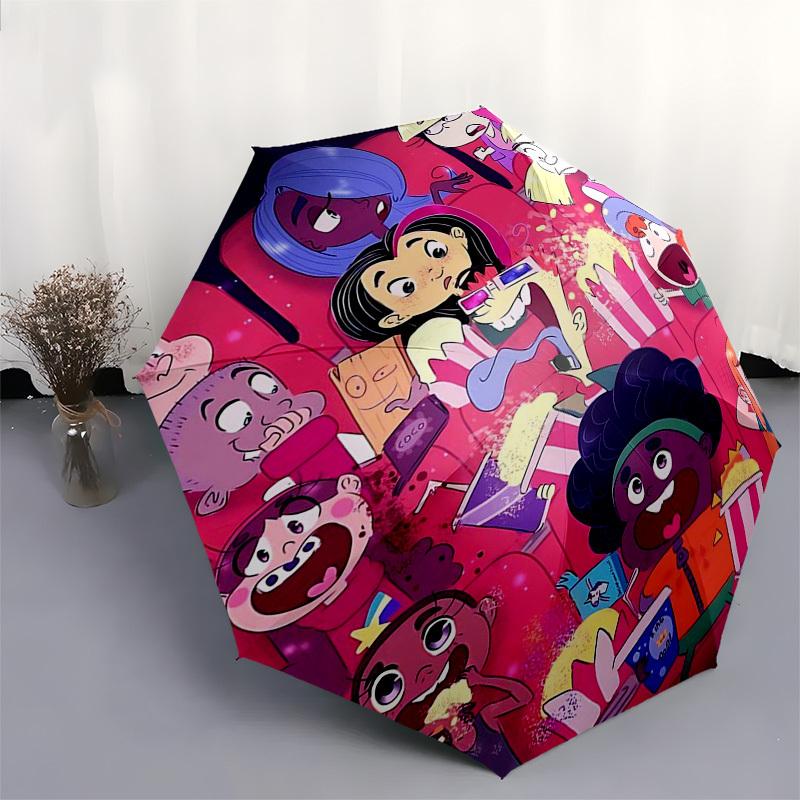 1pc Adventure Time Outdoor Umbrella - Automatic Opening/Closing, Portable Tri-Fold Design with 8-Rib Iron Frame - Perfect Gift for Fans, Travelers, Da