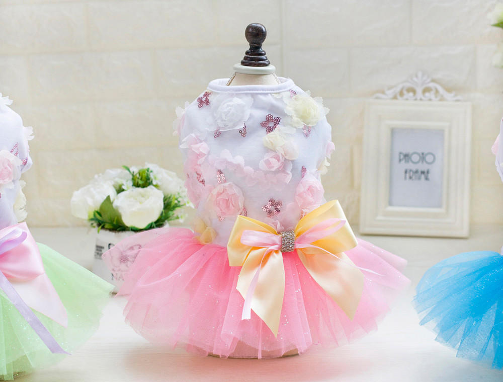 

Adorable Dog Dress Clothes Puppy Skirt Apparel for Small Medium розовый