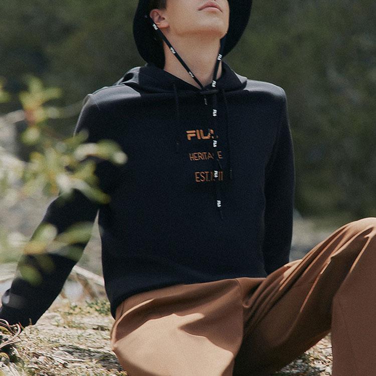 FILA Fw22 Embroidered Logo Back Print Casual Sweatshirt Men sweatshirt Black F11M248208FBK