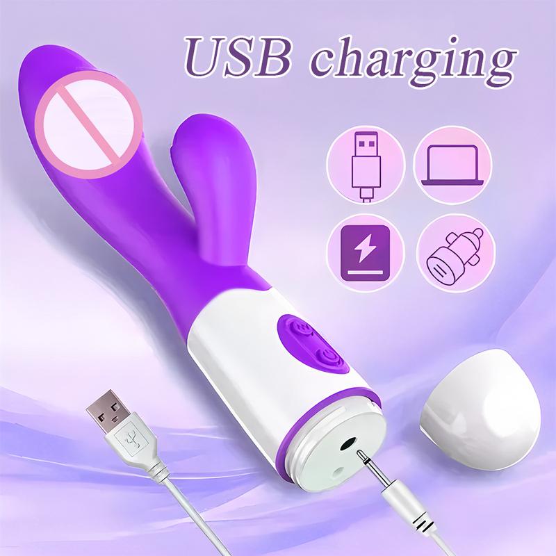 30 Speed Rechargeable G-Spot Vibrator Vaginal Massager Clitoris Stimulation Sex Toys Dual Motor Rabbit Vibrator for Women Female