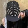 New Vintage Hip Hop Y2K Baseball Cap Sliver Rivet Duck Tongue Driver Caps Punk Ghotic Street Dance Flat Edge Skull Baseball Caps