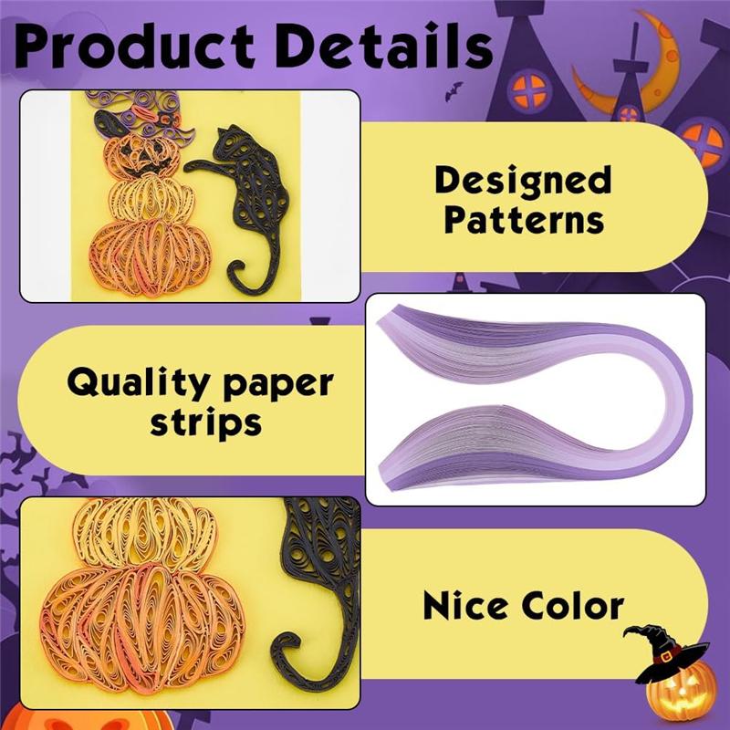 Happy Halloween Greeting Card Making Kit 20 Sets Halloween Paper-Quilling Kit For Adult Beginner For Party Decor