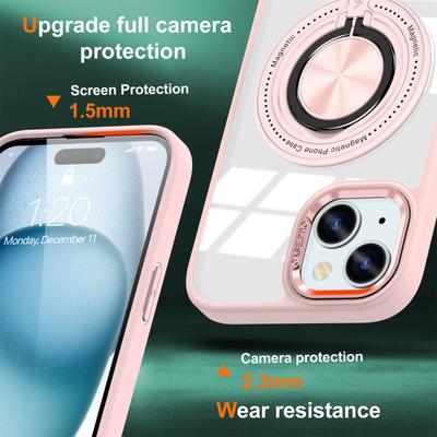 Pro iPhone 15 Pouzdro Kompatibilní s MagSafe PC+TPU Stojánek Průhledný Kryt na Telefon