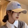 Big Head Circumference Striped Baseball Cap Letter Embroidered Cotton Baseball Cap  Girl